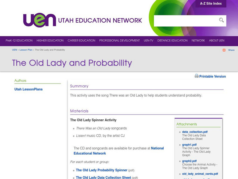 Uen: The Old Lady and Probability Lesson Plan Uen: The Old Lady and Probability Lesson Plan
