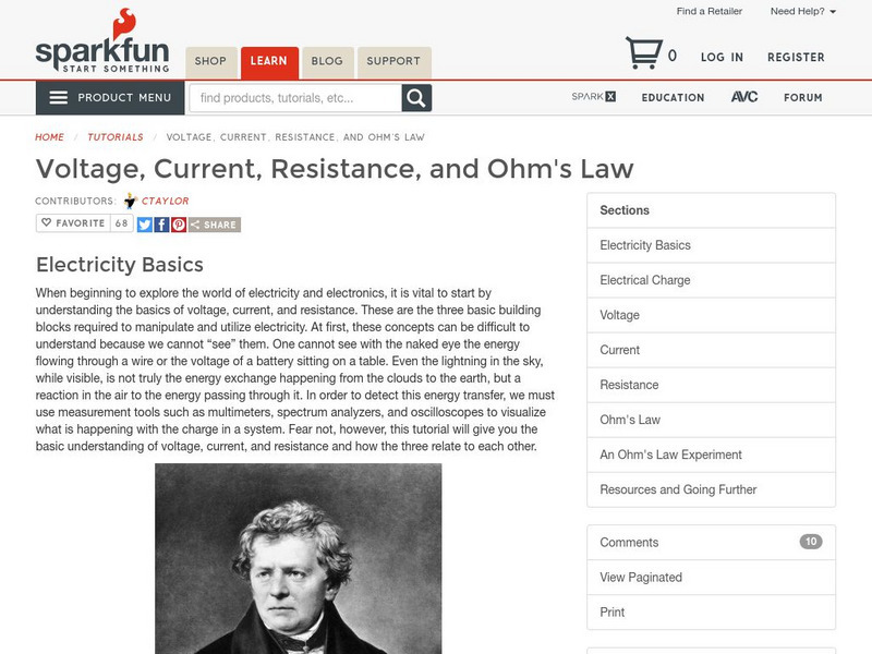 Spark Fun: Voltage, Current, Resistance, and Ohm's Law Article Spark Fun: Voltage, Current, Resistance, and Ohm's Law Article