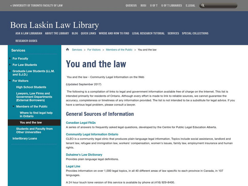 Bora Laskin Law Library: Community Legal Information on the Web Website Bora Laskin Law Library: Community Legal Information on the Web Website