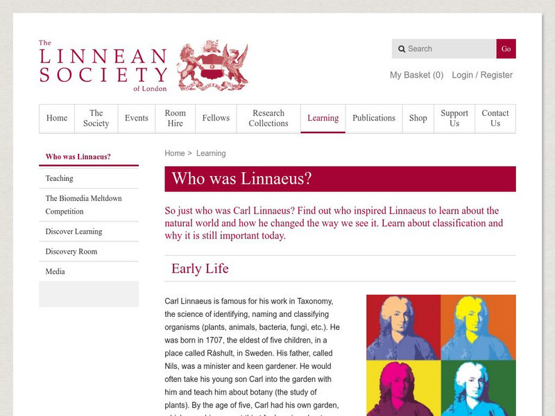 Linnean Society: Carl Linnaeus Handout Linnean Society: Carl Linnaeus Handout