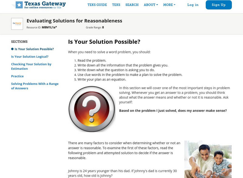 Texas Gateway: Evaluating Solutions for Reasonableness Unit Plan Texas Gateway: Evaluating Solutions for Reasonableness Unit Plan