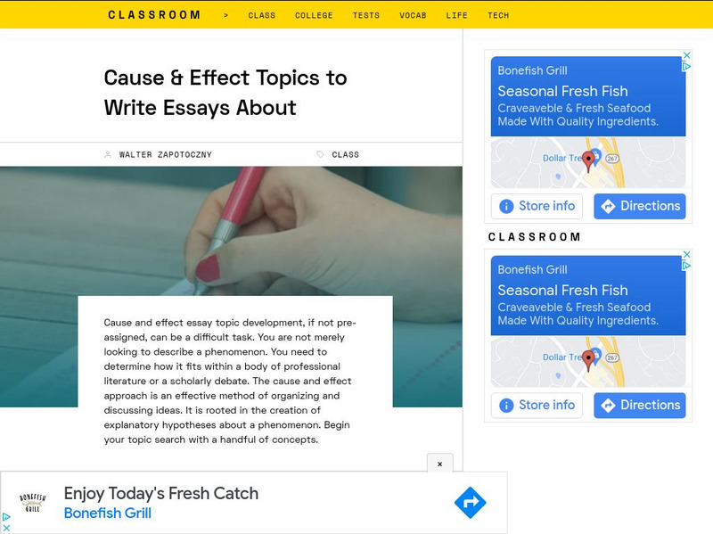 Classroom: How to Write a Cause & Effect Essay Instructional Video