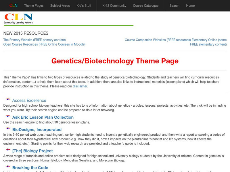 Community Learning Network: Genetics/biotechnology Theme Page Website Community Learning Network: Genetics/biotechnology Theme Page Website