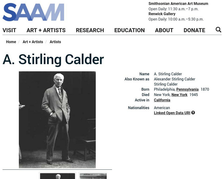 Smithsonian American Art Museum: A. Stirling Calder Handout Smithsonian American Art Museum: A. Stirling Calder Handout