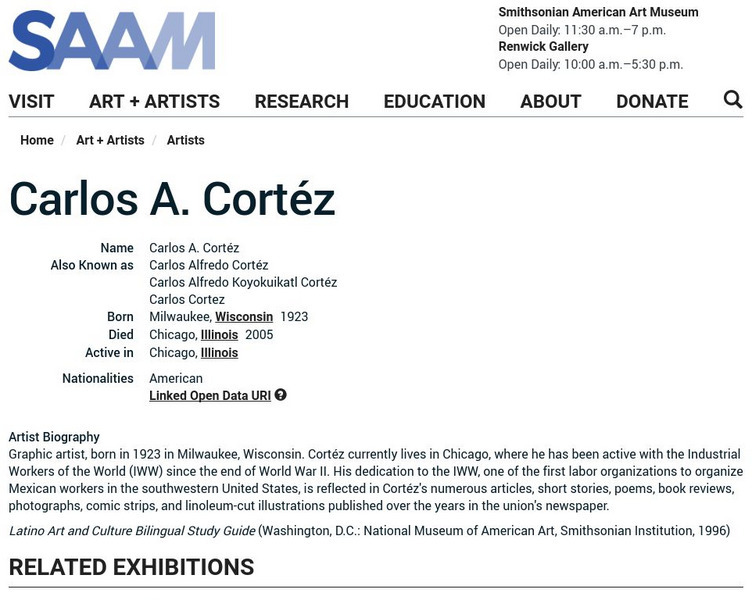 Smithsonian American Art Museum: Carlos Cortez Handout Smithsonian American Art Museum: Carlos Cortez Handout