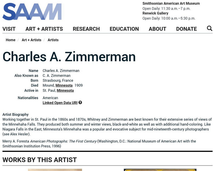 Smithsonian American Art Museum: Charles A. Zimmerman Handout Smithsonian American Art Museum: Charles A. Zimmerman Handout