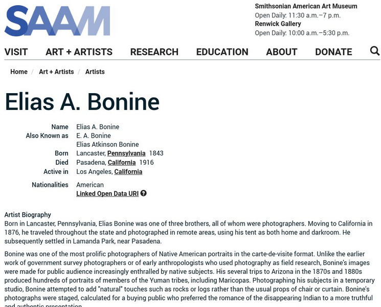 Smithsonian American Art Museum: Elias A. Bonine Handout Smithsonian American Art Museum: Elias A. Bonine Handout