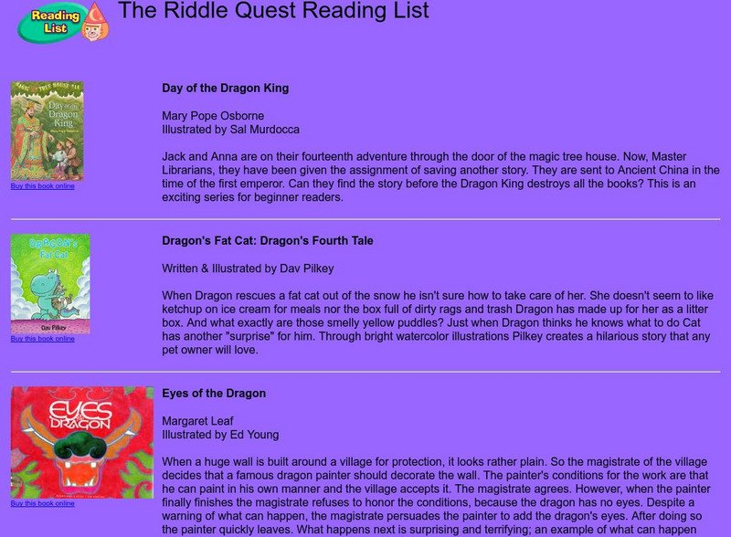 Storyplace: Riddle Quest Reading List Handout Storyplace: Riddle Quest Reading List Handout