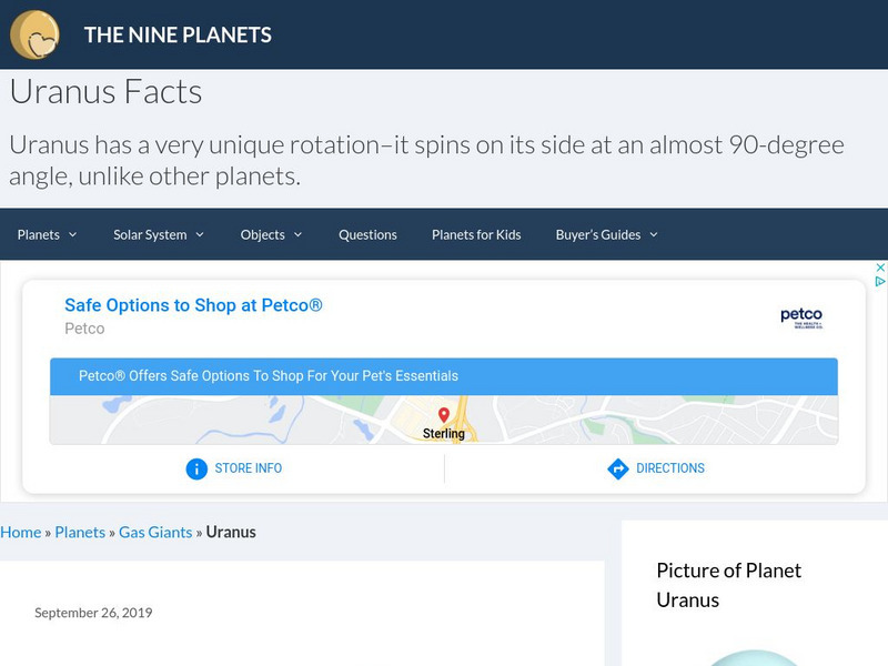 The Nine Planets: Uranus Handout The Nine Planets: Uranus Handout