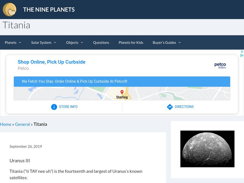 The Nine Planets: Titania Handout The Nine Planets: Titania Handout