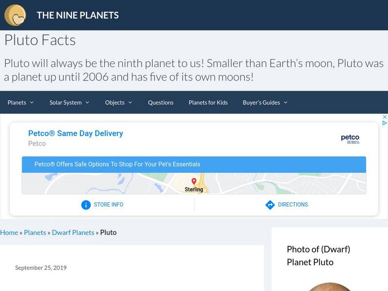 The Nine Planets: Pluto Handout The Nine Planets: Pluto Handout