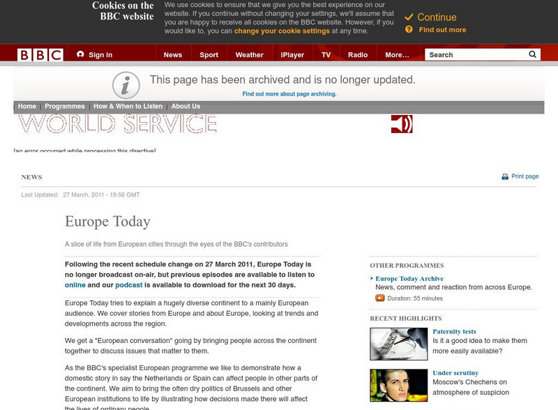 Bbc World Service: News: Europe Today Website Bbc World Service: News: Europe Today Website