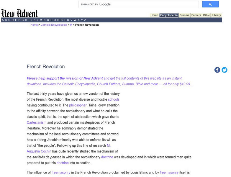 Catholic Encyclopedia: The French Revolution Handout Catholic Encyclopedia: The French Revolution Handout