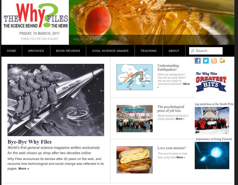 The Why Files: Science Behind the News Website The Why Files: Science Behind the News Website