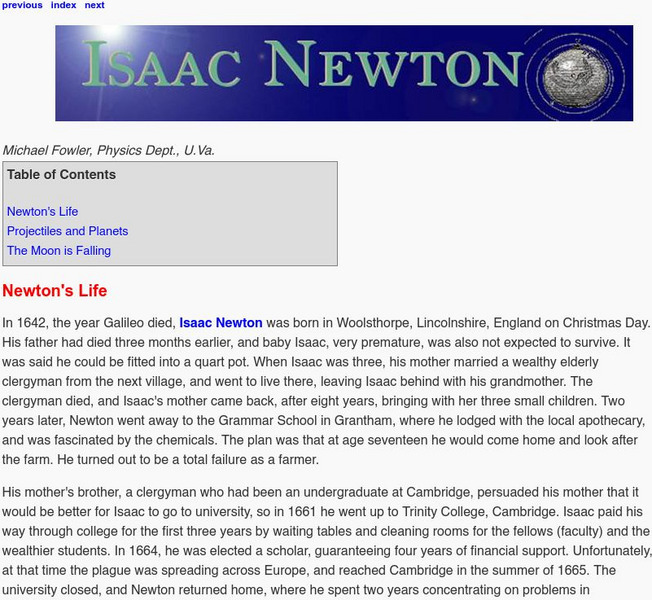 Sir Isaac Newton Projectiles and Planets Handout