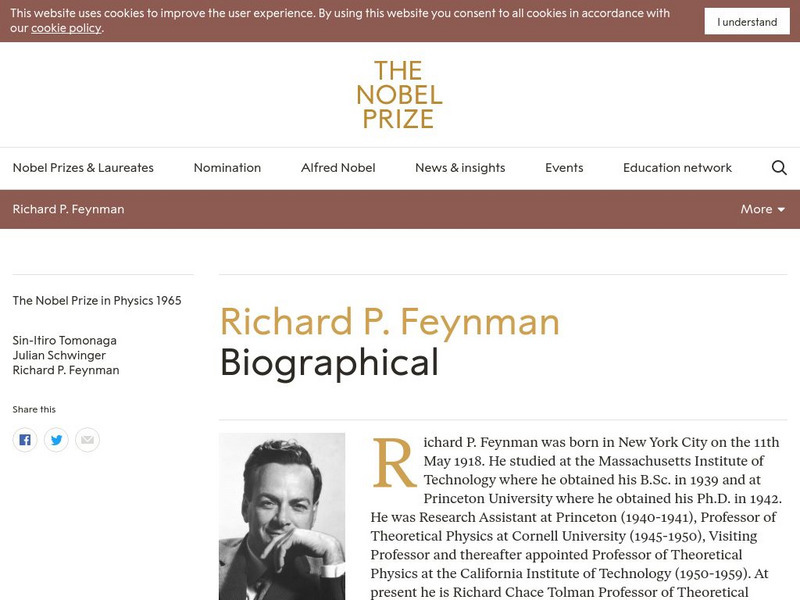 The Nobel Prize: Richard Feynman Biographical Handout The Nobel Prize: Richard Feynman Biographical Handout