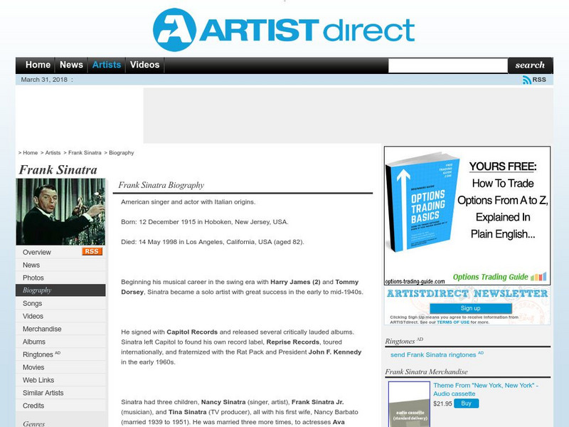 Artist Direct: Frank Sinatra Handout Artist Direct: Frank Sinatra Handout