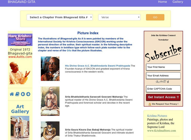 As It Is: Bhavagad Gita Picture Index Graphic