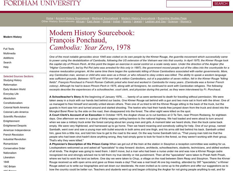 Fordham University: Modern History Sourcebook: Cambodia 1978 Article Fordham University: Modern History Sourcebook: Cambodia 1978 Article