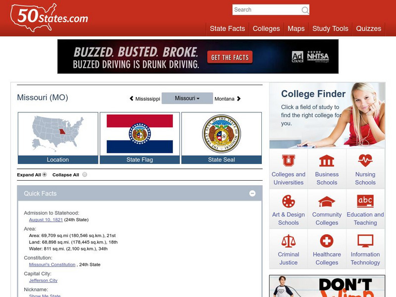 50 States: Missouri (Mo) Handout