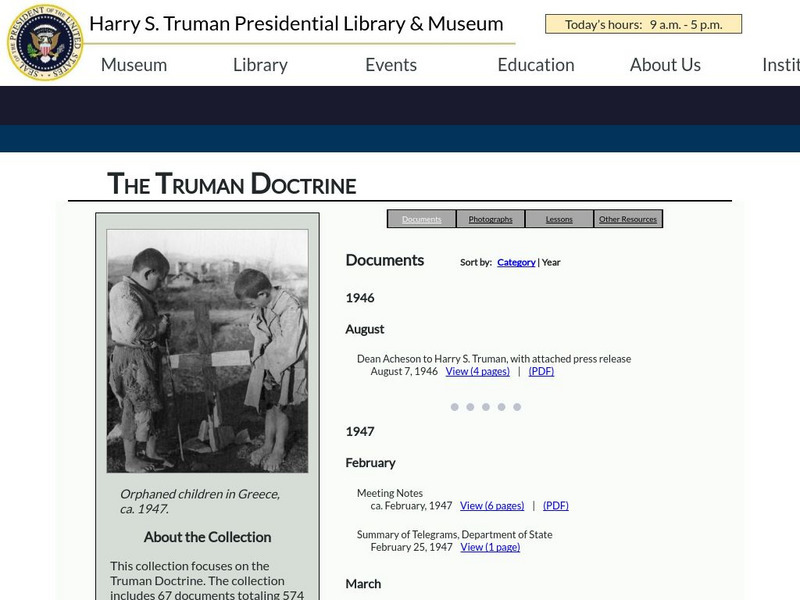 Truman Doctrine: Documents Primary Truman Doctrine: Documents Primary