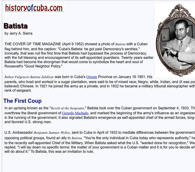 History of Cuba: Batista Primary History of Cuba: Batista Primary