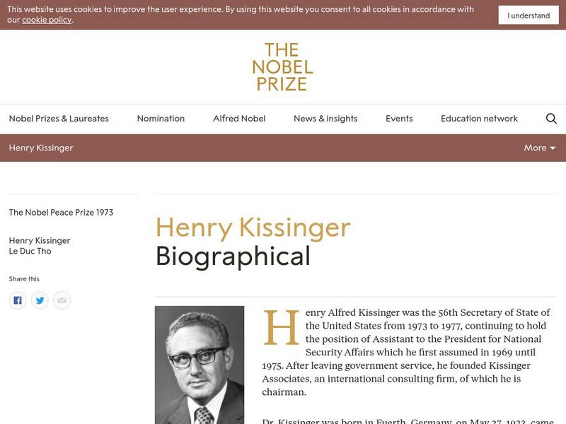 The Nobel Prize: Henry Kissinger Biographical Handout The Nobel Prize: Henry Kissinger Biographical Handout