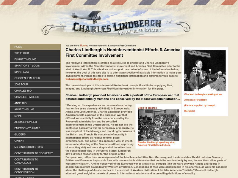 Charles Lindbergh: America First Committee Website