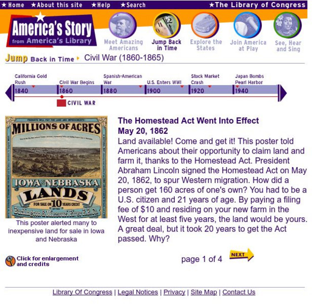 Loc: America's Story: The Homestead Act Went Into Effect Handout Loc: America's Story: The Homestead Act Went Into Effect Handout