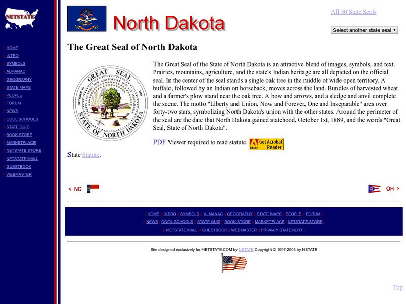 North Dakota: The Great Seal of North Dakota Handout North Dakota: The Great Seal of North Dakota Handout