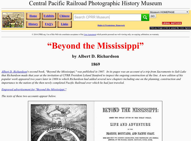 Central Pacific Railroad Photographic History Museum: Beyond the Mississippi Primary Central Pacific Railroad Photographic History Museum: Beyond the Mississippi Primary