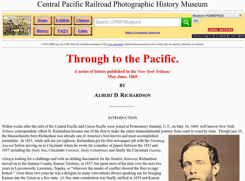 Cprr Photographic History Museum: Through to the Pacific Primary Cprr Photographic History Museum: Through to the Pacific Primary