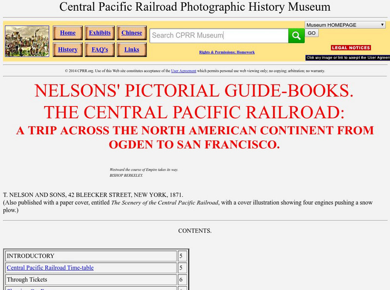 Cprr History Museum: Nelsons' Pictorial Guide Books: Central Pacific Railroad Article Cprr History Museum: Nelsons' Pictorial Guide Books: Central Pacific Railroad Article