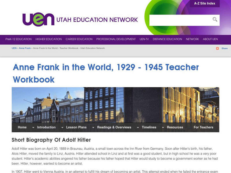 Uen: Short Biography of Hitler Handout Uen: Short Biography of Hitler Handout