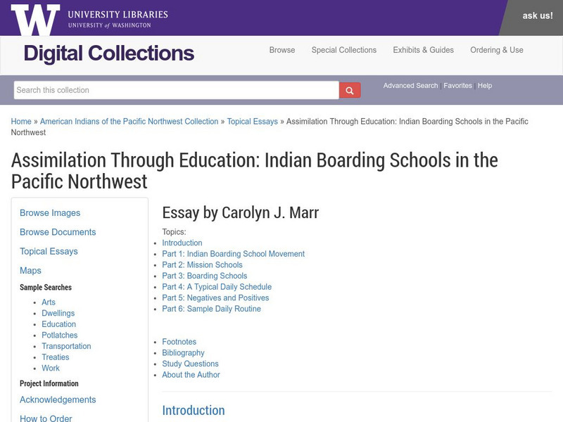 University of Washington Libraries: Assimilation Through Education Primary University of Washington Libraries: Assimilation Through Education Primary