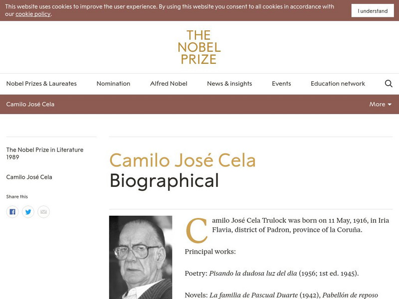 The Nobel Prize: Camilo Jose Cela Biographical Handout The Nobel Prize: Camilo Jose Cela Biographical Handout