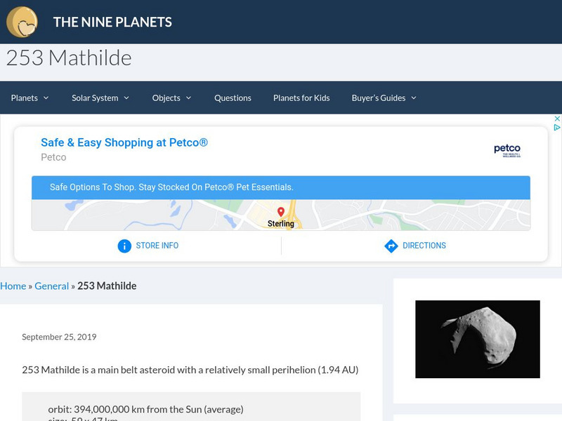 The Nine Planets: Asteroids 253 Mathilde Handout The Nine Planets: Asteroids 253 Mathilde Handout