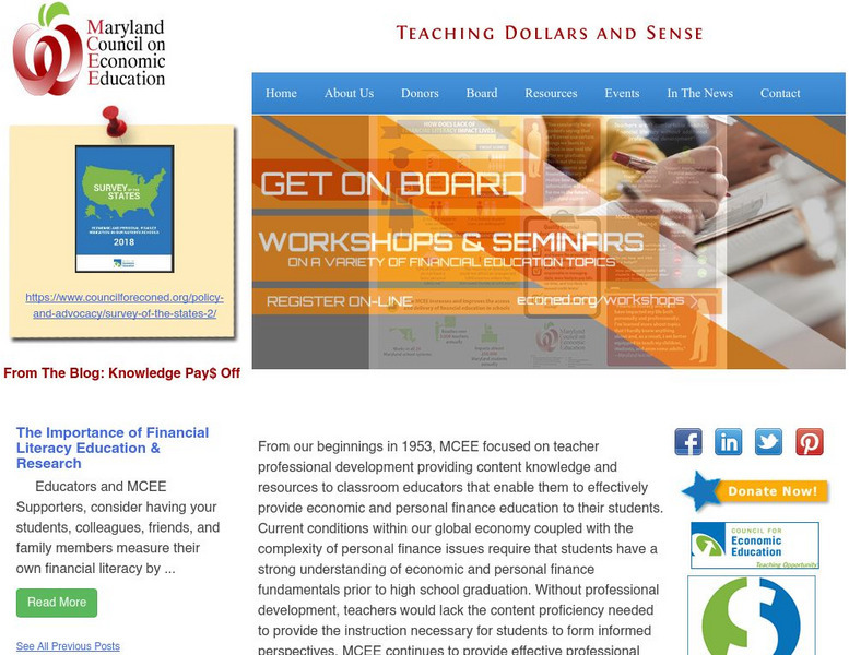 Maryland Council on Economic Education (Mcee) Website Maryland Council on Economic Education (Mcee) Website
