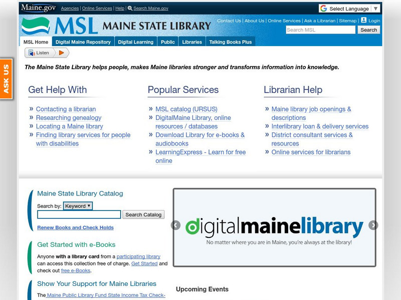 Maine State Library Website