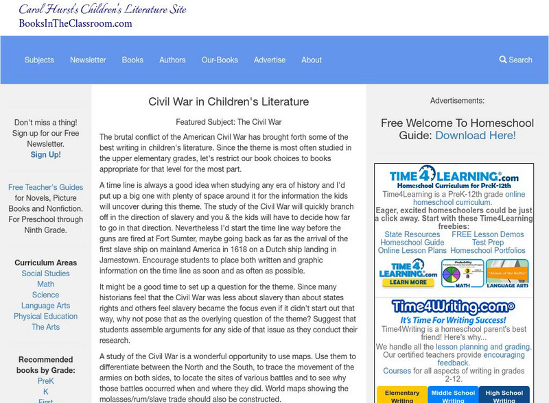 Carol Hurst's Children's Literature Site: Civil War in Children's Literature Professional Doc Carol Hurst's Children's Literature Site: Civil War in Children's Literature Professional Doc