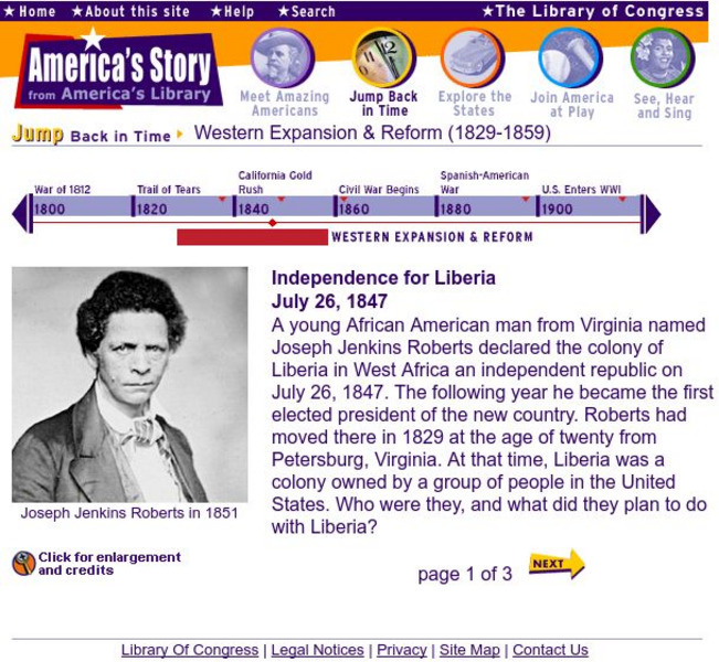 Loc: America's Story: Independence for Liberia Handout