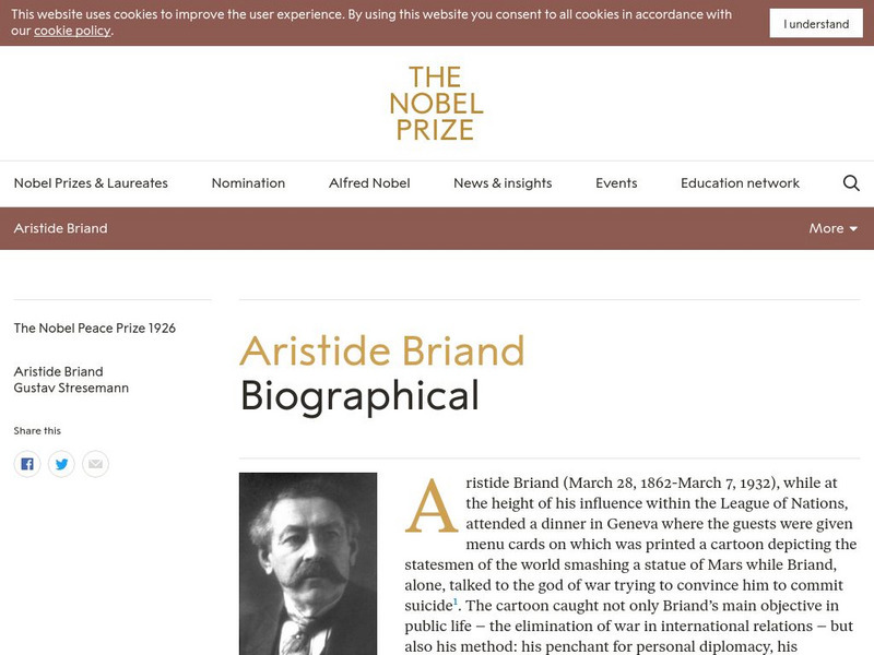 The Nobel Prize: Aristide Briand Biographical Website The Nobel Prize: Aristide Briand Biographical Website