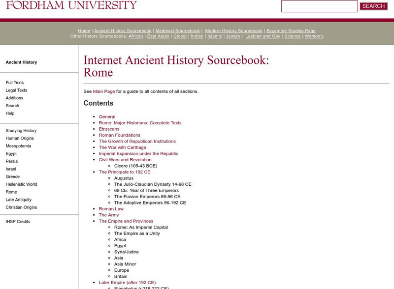 Fordham University: Ancient History Sourcebook: Religion in Ancient Rome Handout