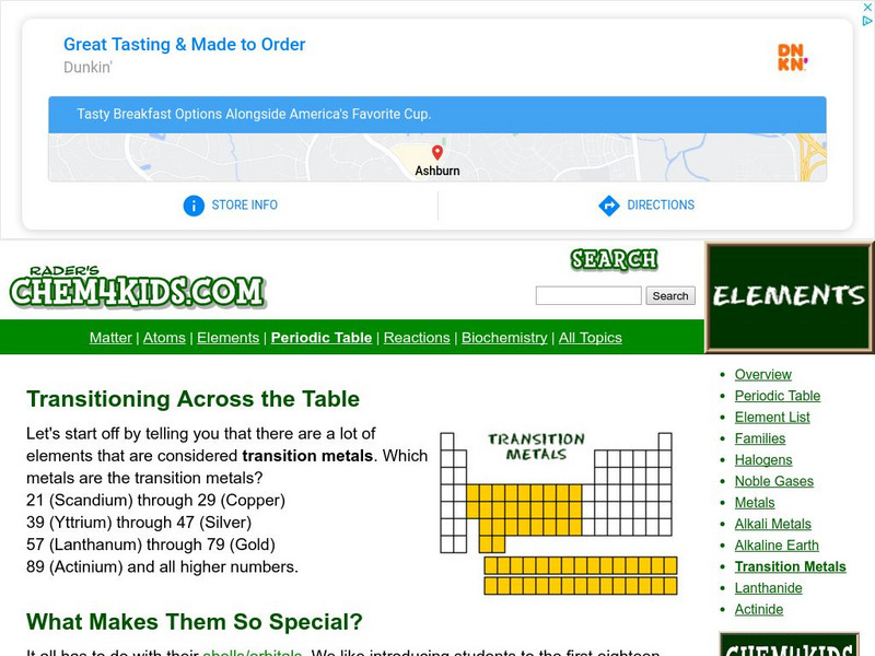 Chem4 Kids: Transition Metals Handout Chem4 Kids: Transition Metals Handout