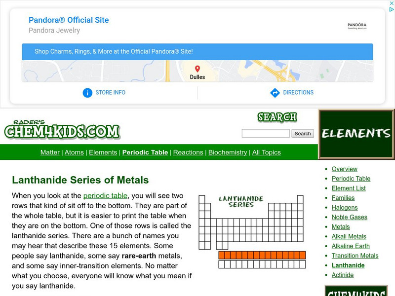 Chem4 Kids: Lanthanide Series Handout Chem4 Kids: Lanthanide Series Handout