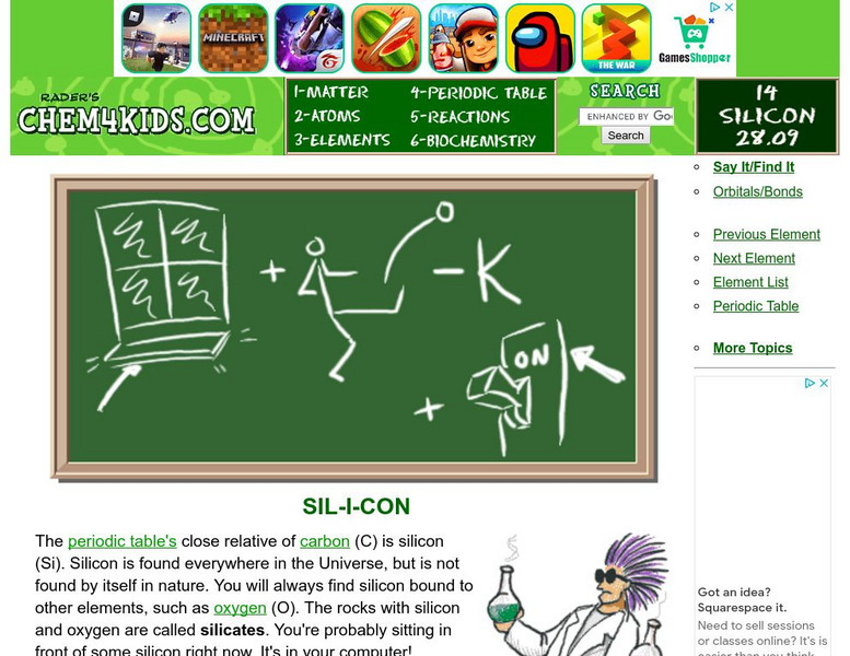 Chem4 Kids: Silicon (Si) Handout Chem4 Kids: Silicon (Si) Handout