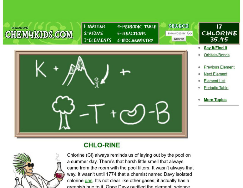 Chem4 Kids: Chlorine (Cl) Handout Chem4 Kids: Chlorine (Cl) Handout