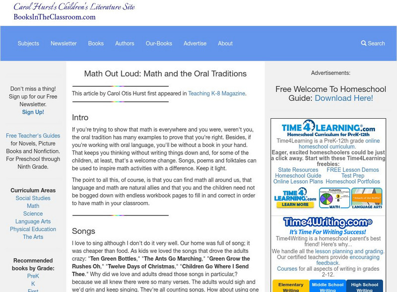 Carol Hurst's Children's Literature Site: Math Out Loud Website Carol Hurst's Children's Literature Site: Math Out Loud Website