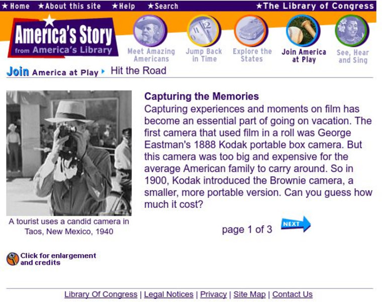 Loc: America's Story: Capturing the Memories Handout