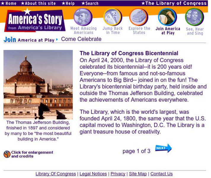Loc: America's Story: Library of Congress Bicentennial Handout